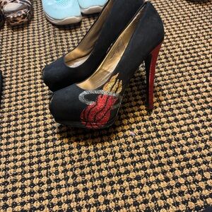 Miami Heat Custom made Charlotte Russe Black and Red Heels with Silver Accents
